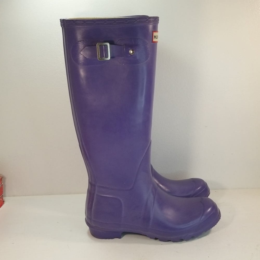 Hunter Purple Tall Rubber Rain Boots Women's Size 7 Gem